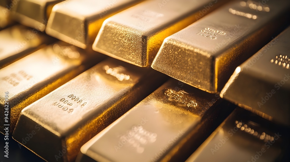 A Photograph of Several Shiny Gold Bars Meticulously Stacked Together Representing Financial Prosperity Successful Investment and Abundant Wealth A Photograph of Several Shiny Gold Bars Meticulously Stacked Together Representing Financial Prosperity Successful Investment and Abundant Wealth