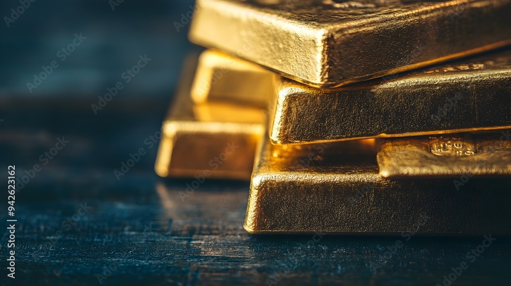 Stacked Gold Bars Symbolizing Financial Wealth and Investment Opportunities The gleaming gold bars neatly piled together represent the concept of prosperity lucrative investments Stacked Gold Bars Symbolizing Financial Wealth and Investment Opportunities The gleaming gold bars neatly piled together represent the concept of prosperity lucrative investments