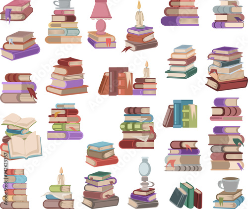 stack of vintage books Illustration