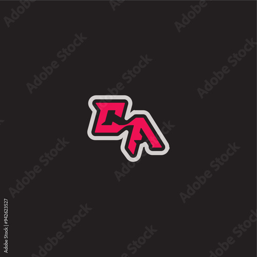 dynamic line monogram logo cool esport concept CA bold sporty gaming style letter