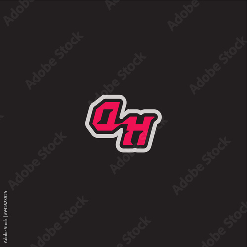 dynamic line monogram logo cool esport concept DH bold sporty gaming style letter