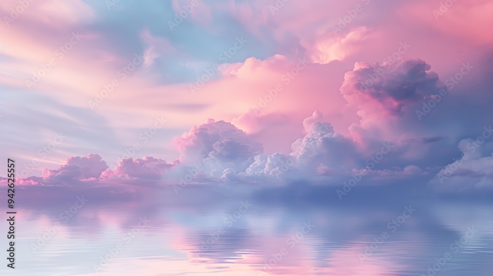 Obraz premium Dreamy Sunset Sky Reflection on Water.