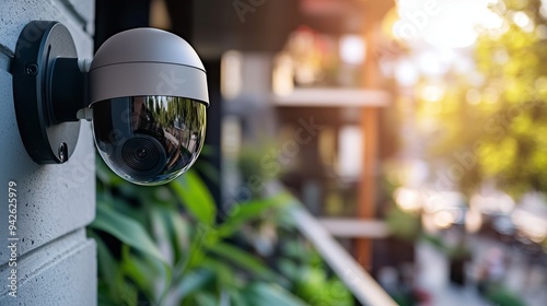 Security Camera on Wall with Green Background