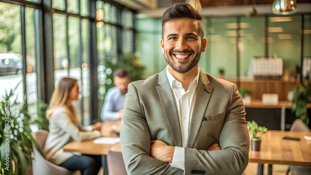 Confident Businessman Standing in Office. Confident Businessman Standing in Office.