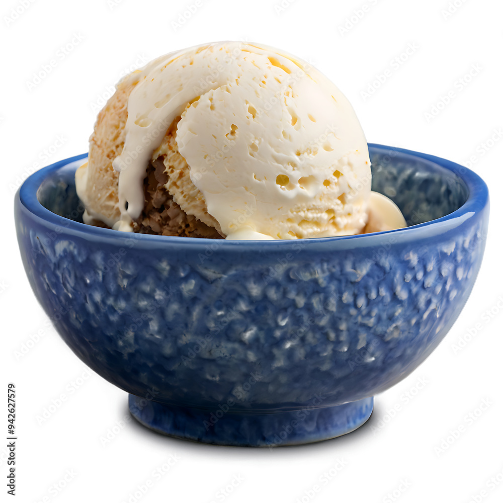 blue ceramic bowl with ice cream in it isolated on transparent background blue ceramic bowl with ice cream in it isolated on transparent background