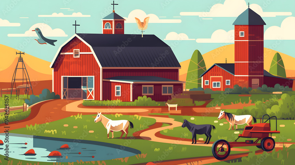 Farm games Illustration Flat Vector Farm games Illustration Flat Vector