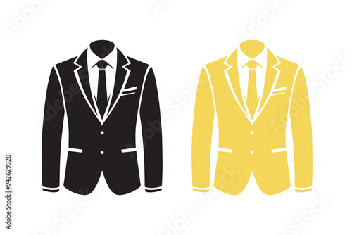 Men Suit, blazer or Jacket symbol silhouette Mockup Illustration