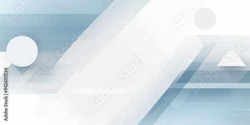 Abstract Light Blue and White Geometric Background with Copy Space for Business Presentation, Technology Banner Template Design with Light Gray Color