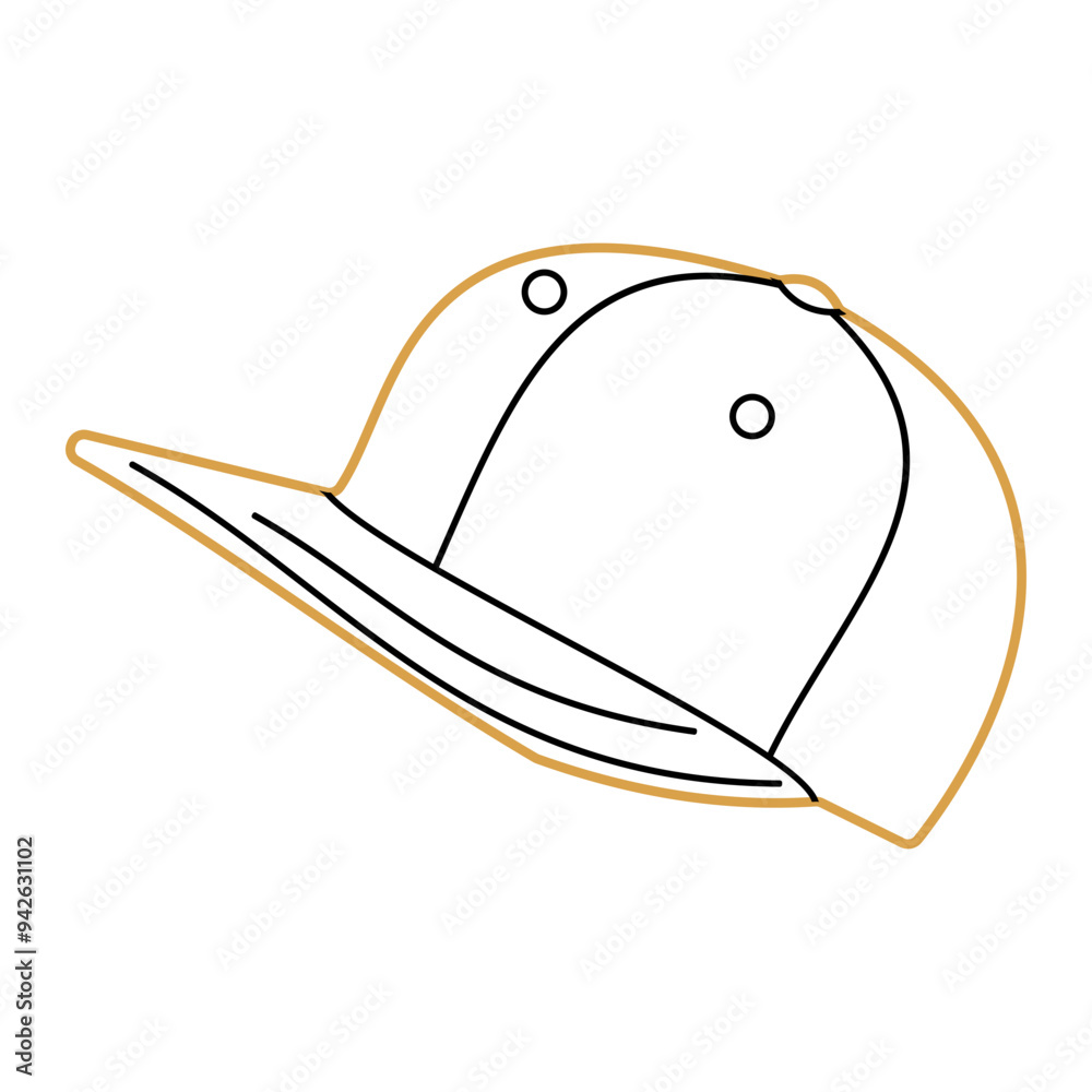Baseball Hat Line Art Illustration suitable for completing designs related to the types of hats Baseball Hat Line Art Illustration suitable for completing designs related to the types of hats