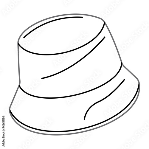 Bucket Hat Line Art Illustration suitable for completing designs related to the types of hats