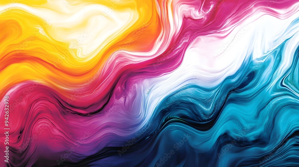 Fototapeta premium Energetic Abstract Artwork: Multicolored Wavy Textures and Fluid Forms for Creative Wallpaper and Digital Elements