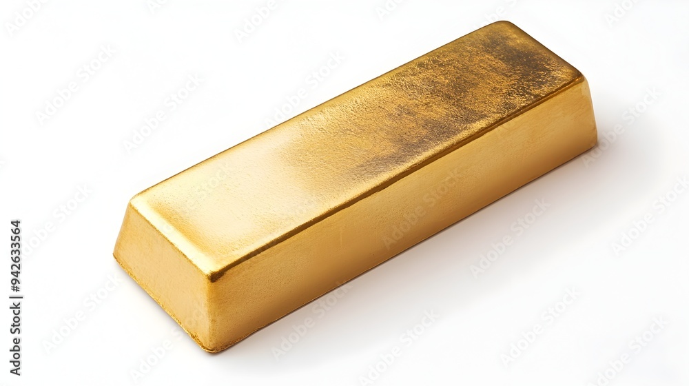 A single gleaming gold bullion bar shimmering with radiant brilliance isolated against a pure white background symbolizing wealth prosperity and financial success A single gleaming gold bullion bar shimmering with radiant brilliance isolated against a pure white background symbolizing wealth prosperity and financial success