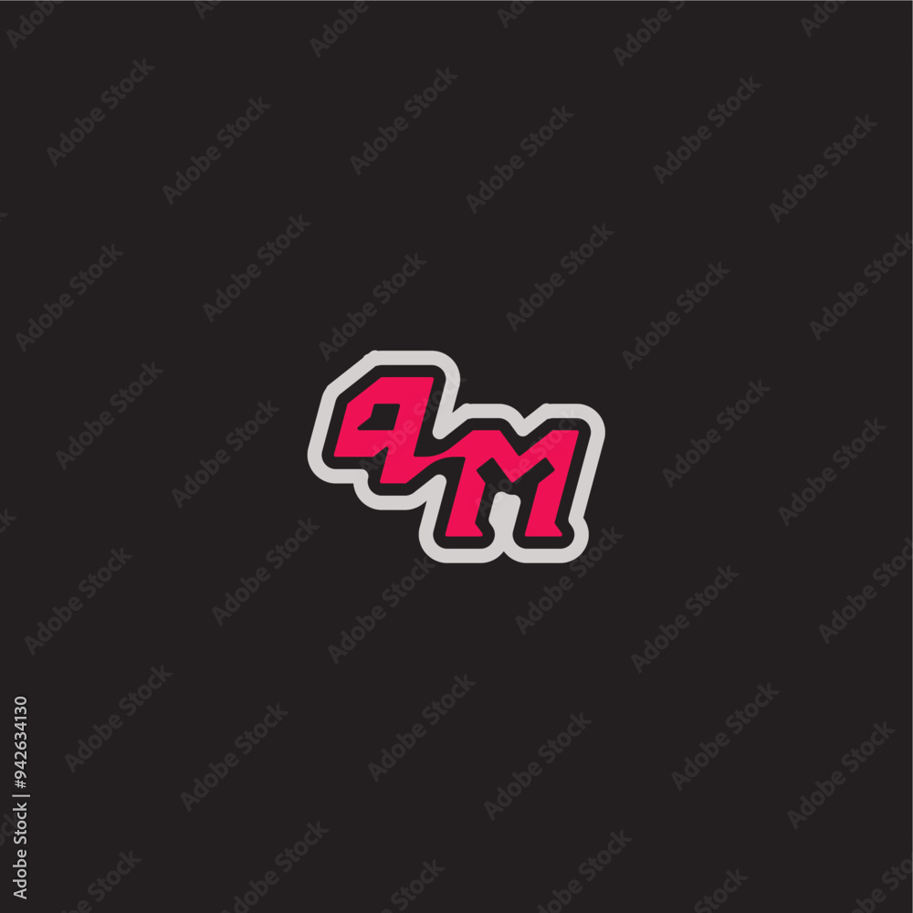 dynamic line monogram logo cool esport concept PM bold sporty gaming style letter