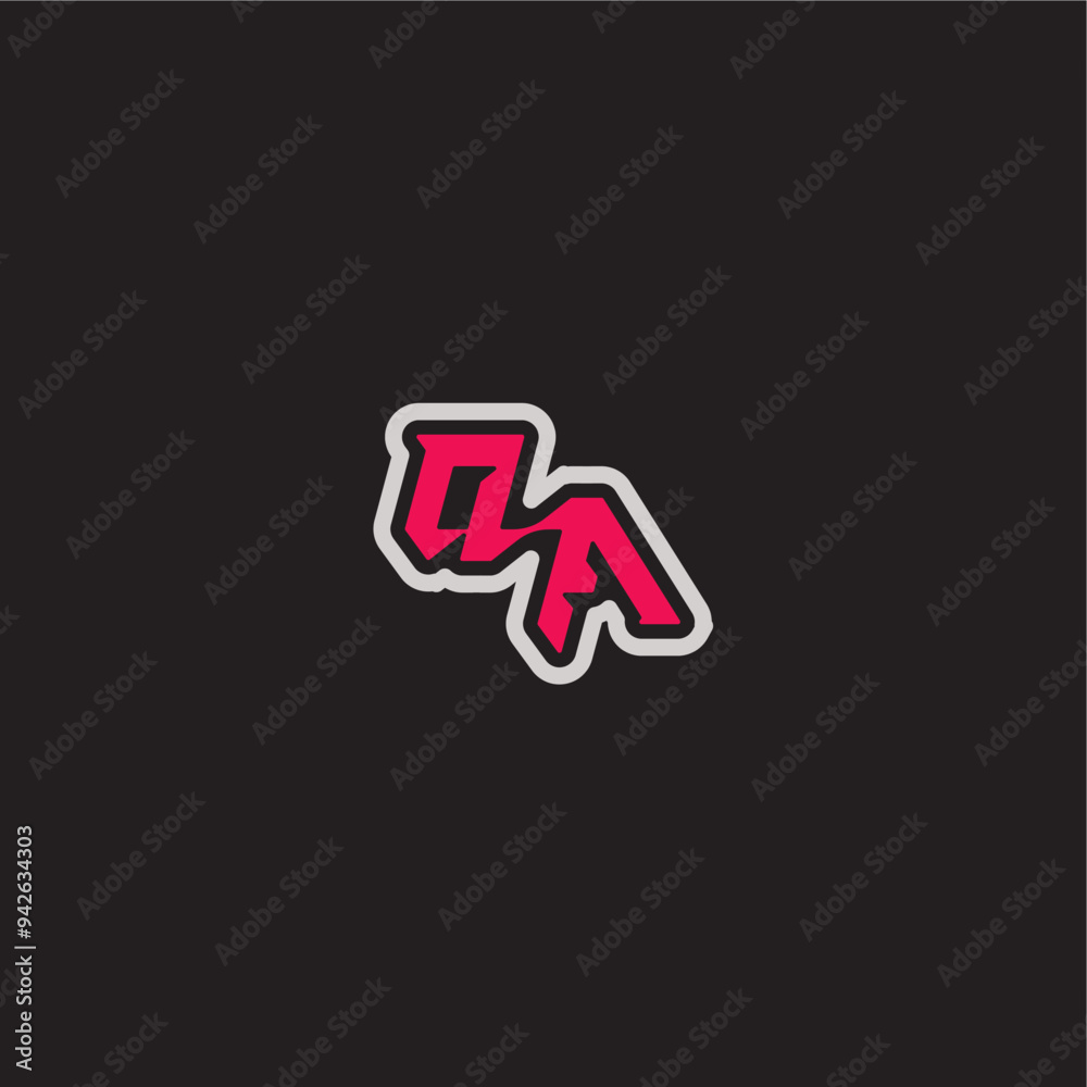 Obraz premium dynamic line monogram logo cool esport concept QA bold sporty gaming style letter