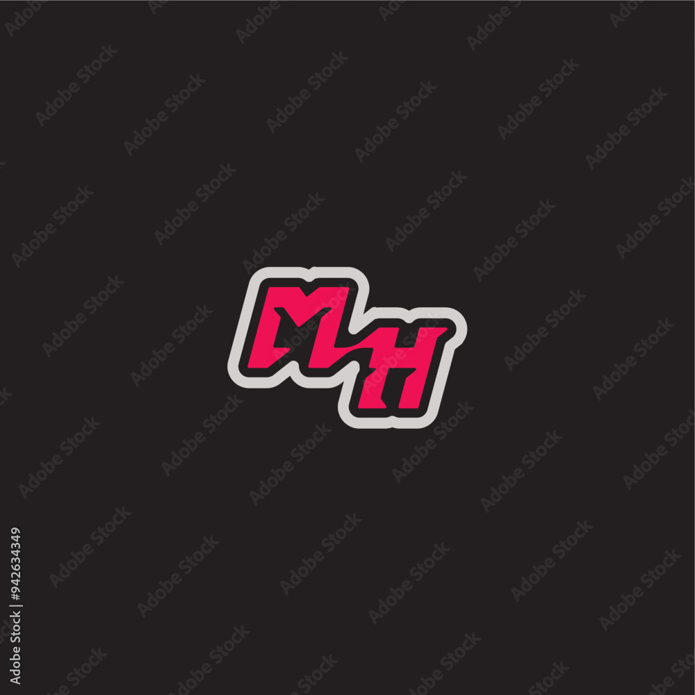 dynamic line monogram logo cool esport concept MH bold sporty gaming style letter dynamic line monogram logo cool esport concept MH bold sporty gaming style letter