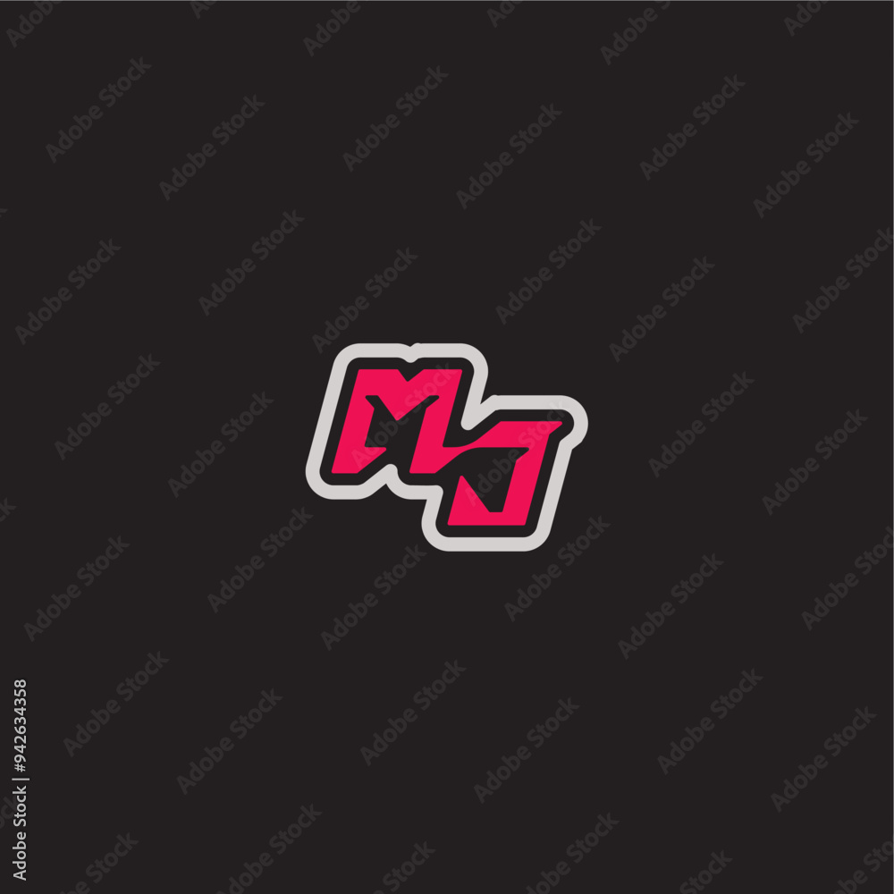 dynamic line monogram logo cool esport concept MJ bold sporty gaming style letter dynamic line monogram logo cool esport concept MJ bold sporty gaming style letter