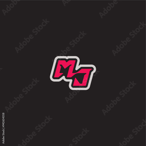 dynamic line monogram logo cool esport concept MJ bold sporty gaming style letter