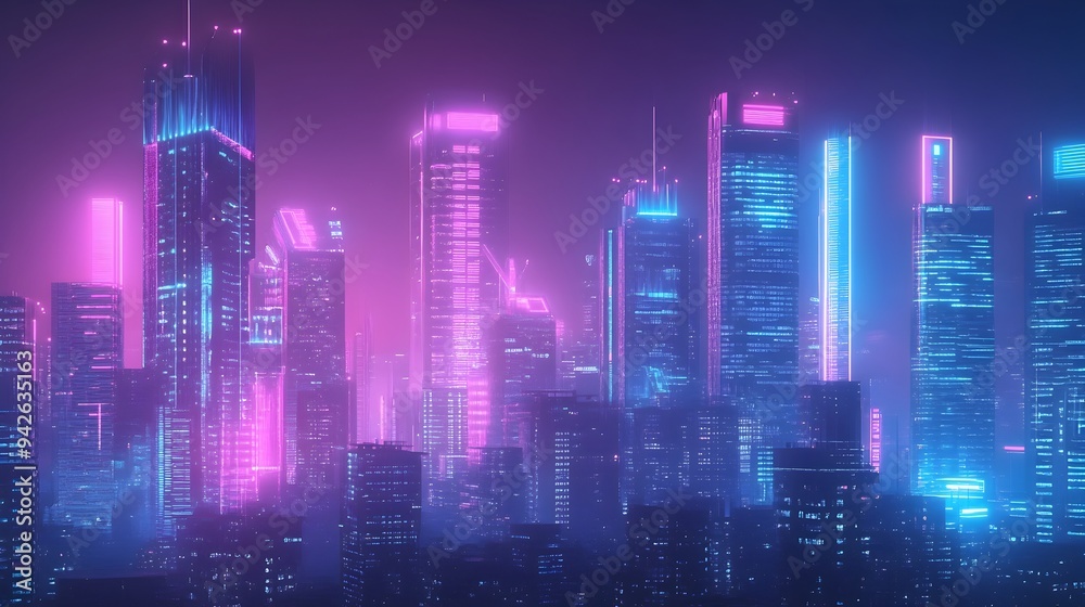 Futuristic neon lit skyscrapers reaching towards the sky in a bustling metropolis city skyline with towering high rise buildings vibrant LED lights and a dynamic urban landscape in the background Futuristic neon lit skyscrapers reaching towards the sky in a bustling metropolis city skyline with towering high rise buildings vibrant LED lights and a dynamic urban landscape in the background