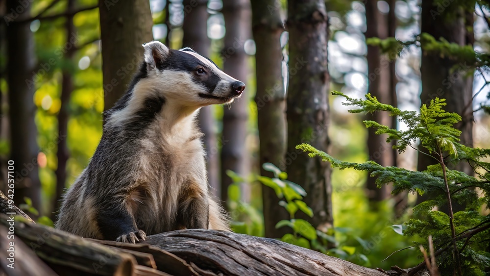 Obraz premium European Badger in Forest Habitat.