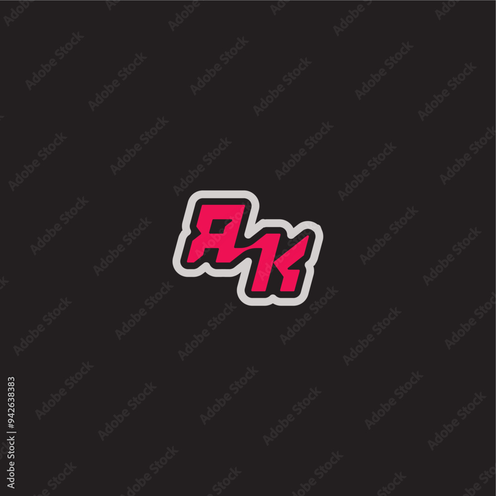dynamic line monogram logo cool esport concept RK bold sporty gaming style letter dynamic line monogram logo cool esport concept RK bold sporty gaming style letter