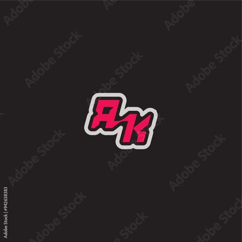 dynamic line monogram logo cool esport concept RK bold sporty gaming style letter