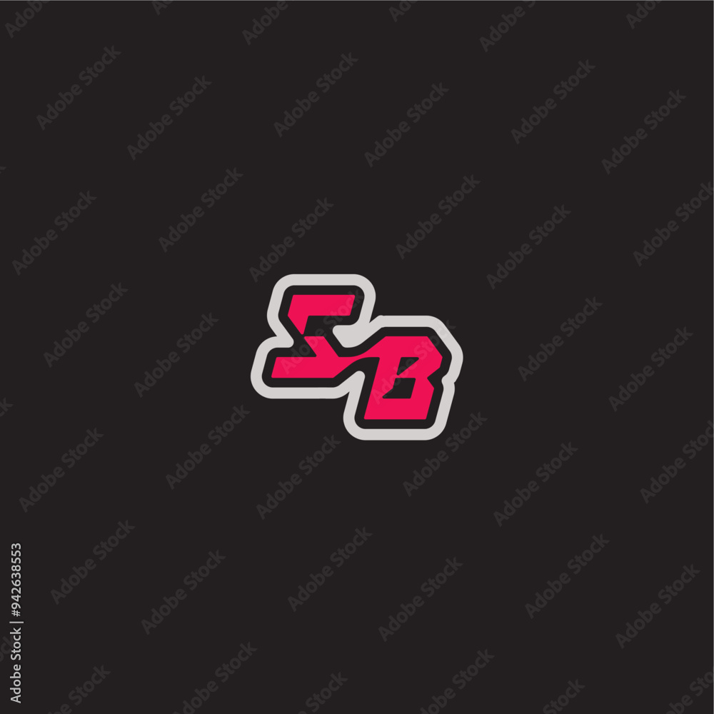 dynamic line monogram logo cool esport concept SB bold sporty gaming style letter dynamic line monogram logo cool esport concept SB bold sporty gaming style letter