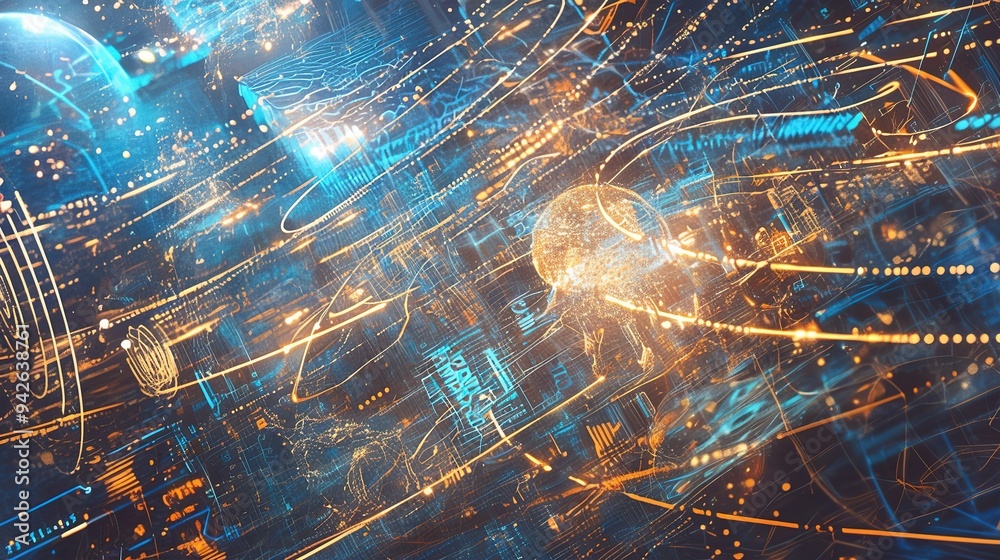 A depiction of the digital world with artificial intelligence. A depiction of the digital world with artificial intelligence.