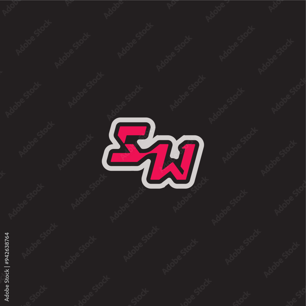 dynamic line monogram logo cool esport concept SW bold sporty gaming style letter dynamic line monogram logo cool esport concept SW bold sporty gaming style letter