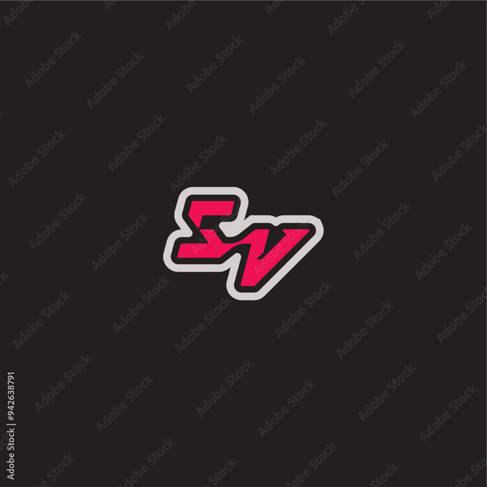 dynamic line monogram logo cool esport concept SV bold sporty gaming style letter dynamic line monogram logo cool esport concept SV bold sporty gaming style letter