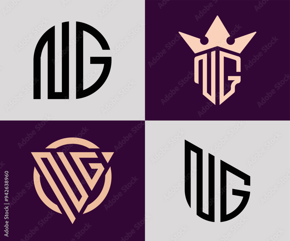 Creative simple Initial Letters NG Logo Designs Bundle. Creative simple Initial Letters NG Logo Designs Bundle.