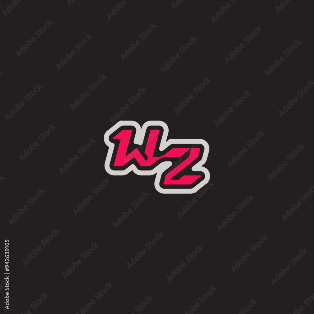 WZ letter cool esport concept bold sporty gaming style dynamic line monogram logo WZ letter cool esport concept bold sporty gaming style dynamic line monogram logo