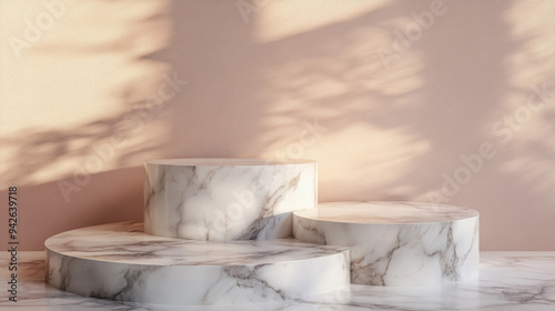 Marble podium Background with Generative Ai. 