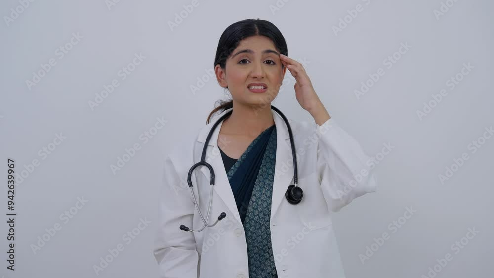 Indian Female Doctor Having Headache, Migraine Indian Female Doctor Having Headache, Migraine