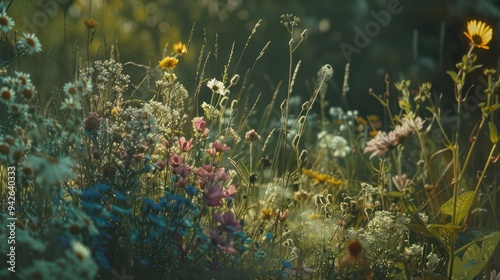 A vibrant field of flowers in spring, featuring yellow, pink, and orange blossoms, showcasing the natural beauty and colorful flora of the season.