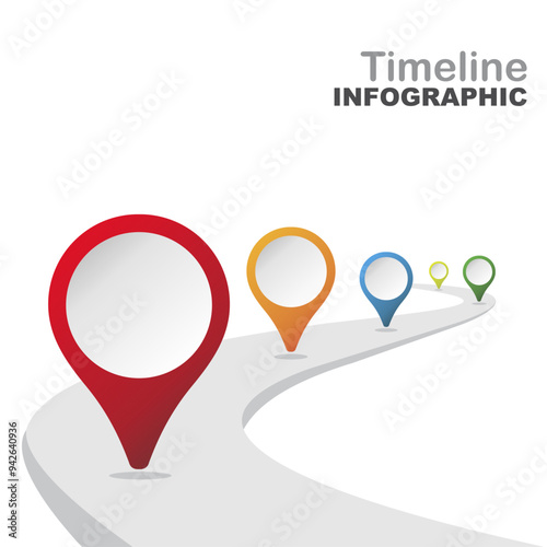 Colorful path timeline infographic with road graph comparison. travel route, traffic graph concept. Marketing presentation. Road navigation. Vector illustration