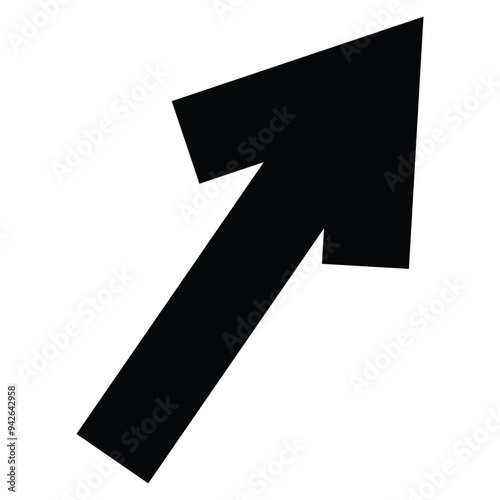 Black grungy brush stroke arrow isolated on white background
