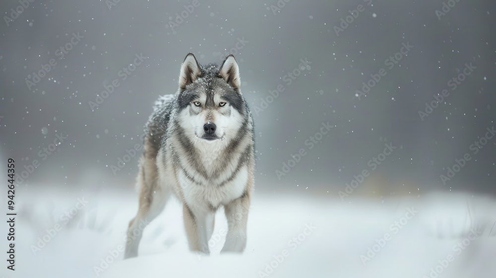 Walk In Snow. Siberian Husky in Winter Landscape with Snow Walk In Snow. Siberian Husky in Winter Landscape with Snow