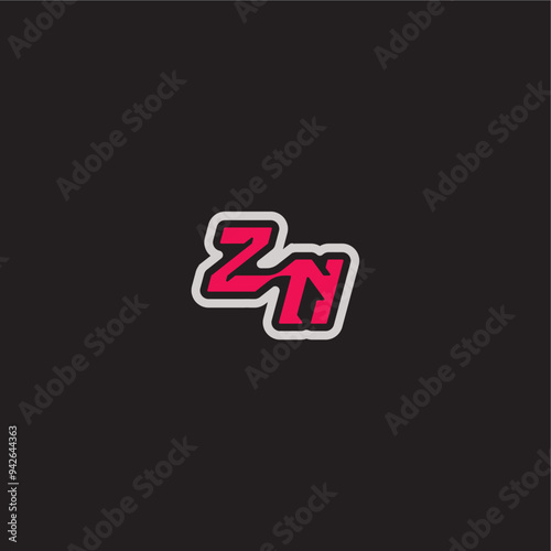 ZN letter cool esport concept bold sporty gaming style dynamic line monogram logo