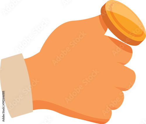 Hand is balancing a golden coin on its fingertip, symbolizing financial stability and skillful money management