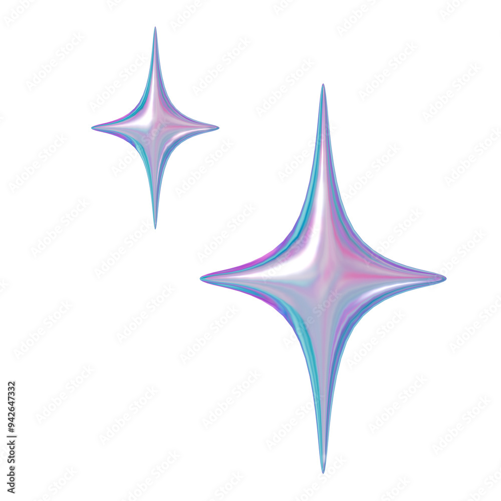 Obraz premium Y2K 3D イラス キラキラ