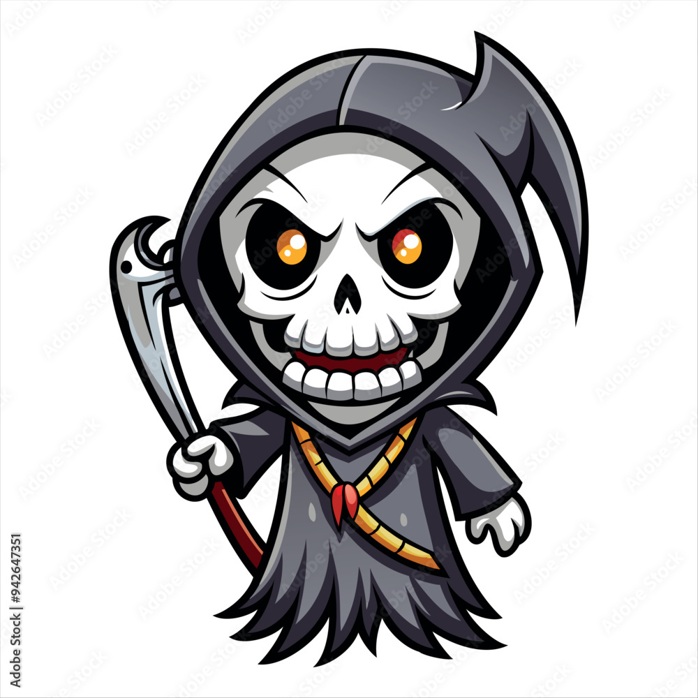 Halloween scary Grim reaper isolated on a white background, Halloween character vector set. Halloween scary Grim reaper isolated on a white background, Halloween character vector set.