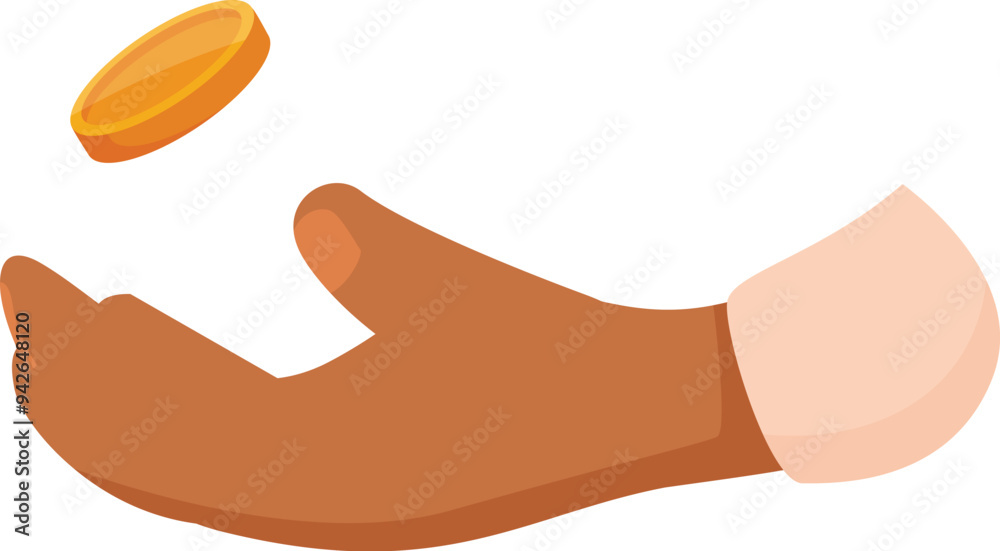 Hand is flipping a gold coin to make a difficult decision Hand is flipping a gold coin to make a difficult decision