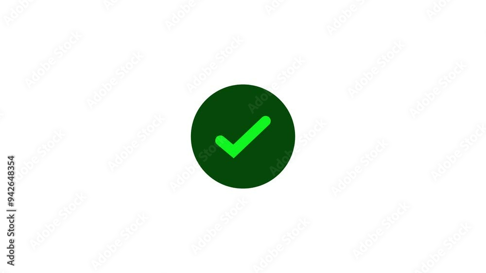 Check Mark icon. Tick Mark icon, Correct or Right Choice icon animation in Green Check mark icon on white background. Check Mark icon. Tick Mark icon, Correct or Right Choice icon animation in Green Check mark icon on white background.
