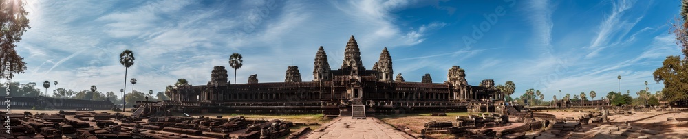 Panoramic view of sacred ancient temple complex. Panoramic view of sacred ancient temple complex.
