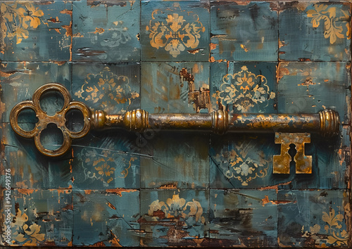 a key on a tile surface

