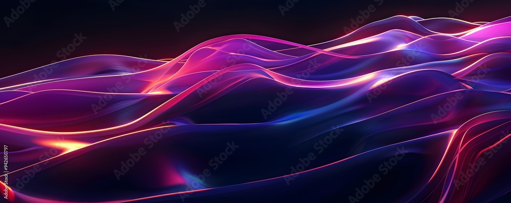 Abstract Swirling Purple and Orange Lines on a Black Background Abstract Swirling Purple and Orange Lines on a Black Background