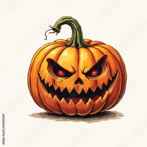 Spooky Halloween Jack-O'-Lantern Pumpkin Vector Design