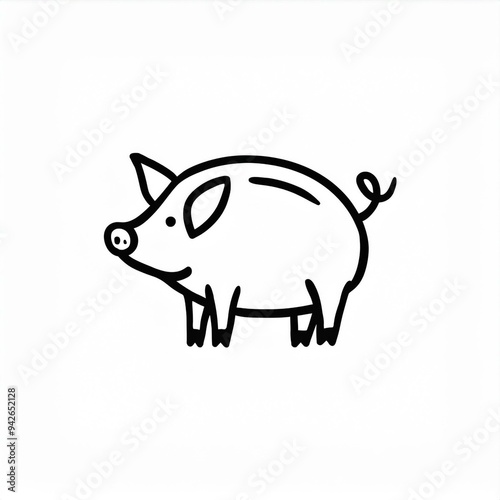 pig black icon isolated on white