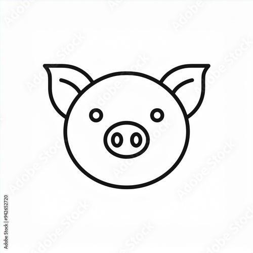 pig black icon isolated on white