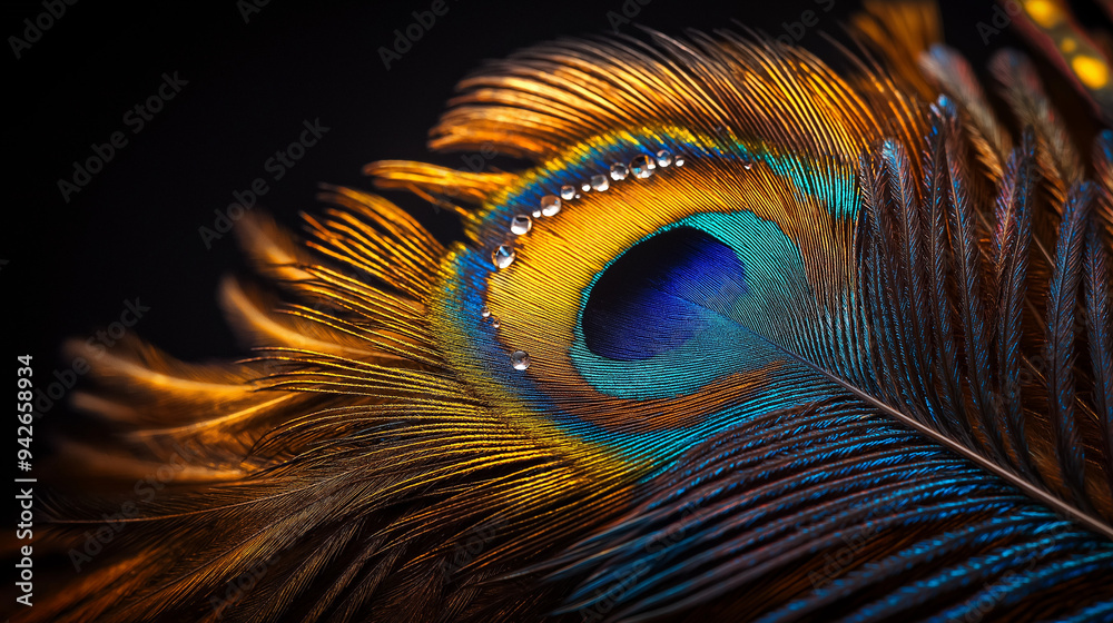 Obraz premium Close-up of colorful peacock feathers